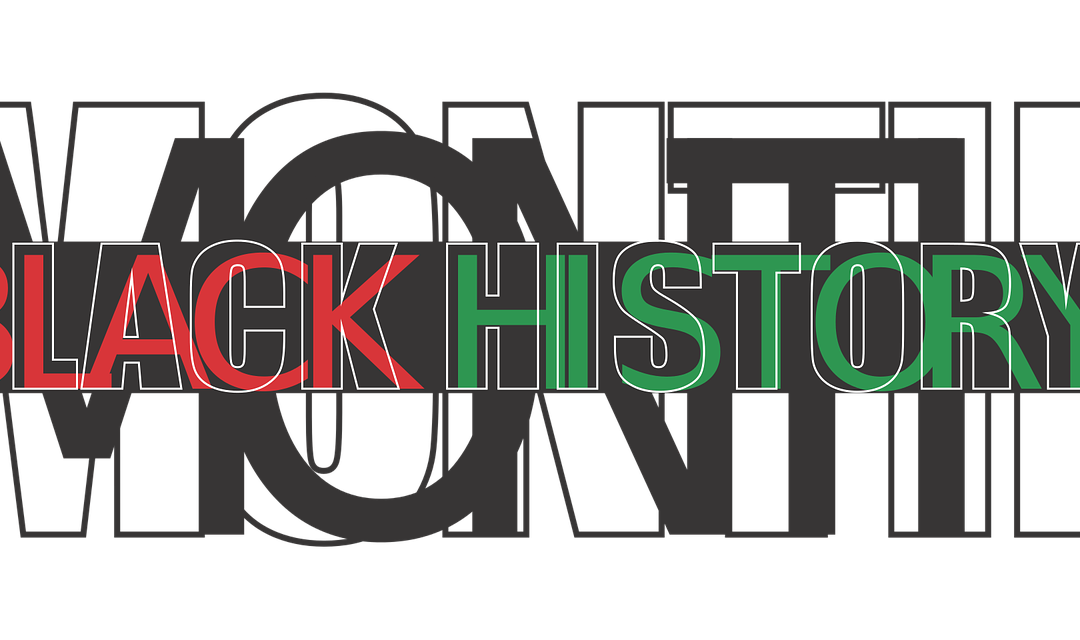 stylized lettering reading black history month
